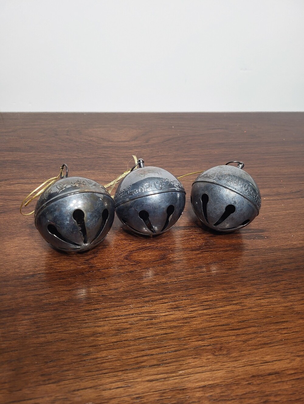 3 Wallace Silversmith's 1977 1979 1980 Annual Sleigh Bells Ornament Silverplate